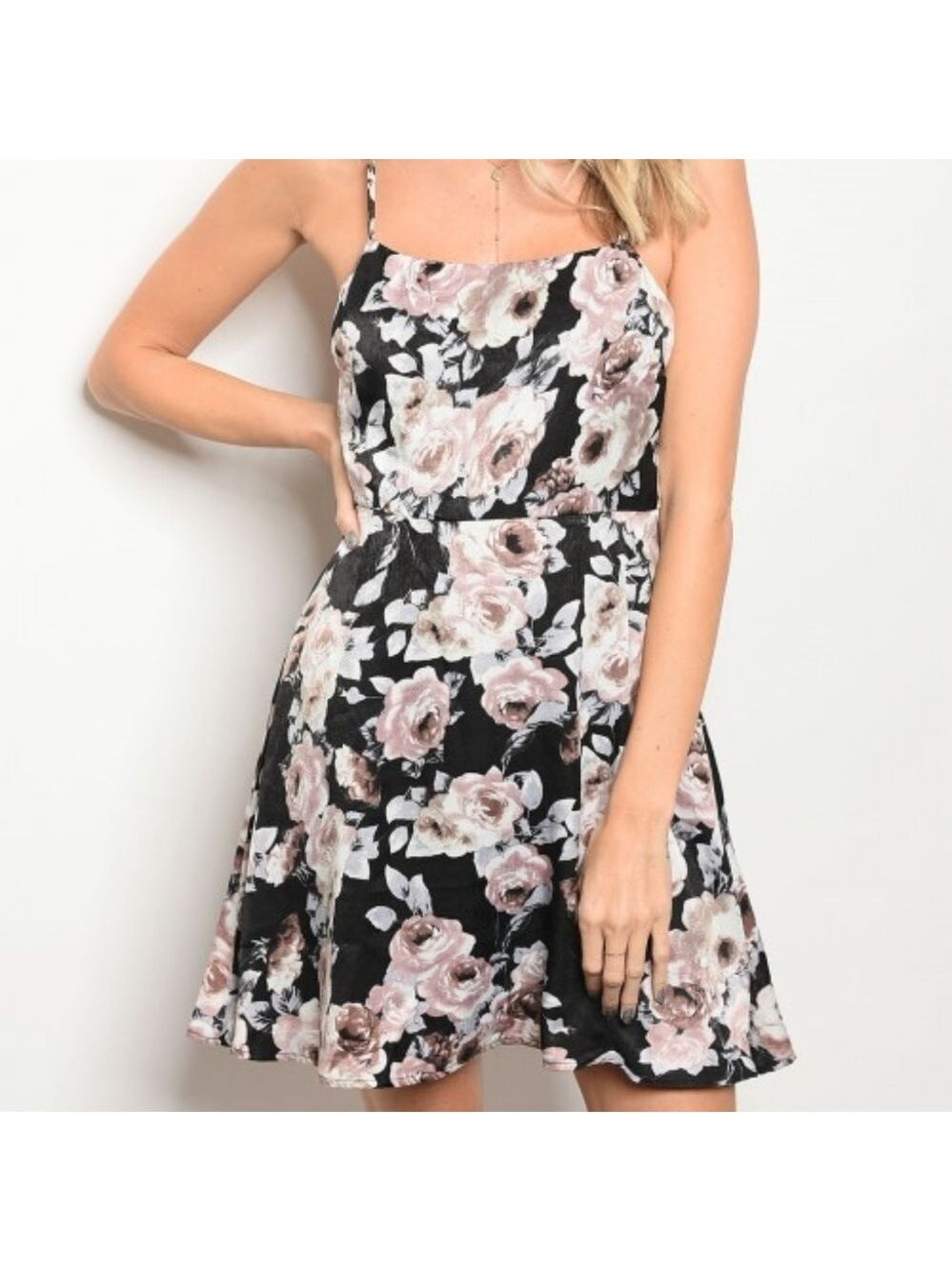 Honey Punch Black Floral Dress